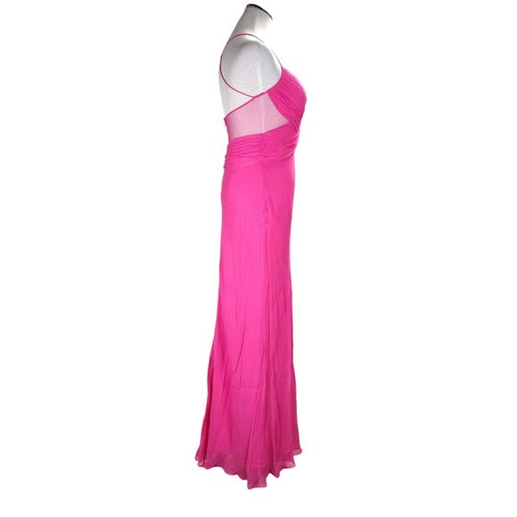 Vintage Cache Formal Dress Size 8 Pink Silk Chiffon Mesh Cutouts Strappy Back - Picture 3 of 16